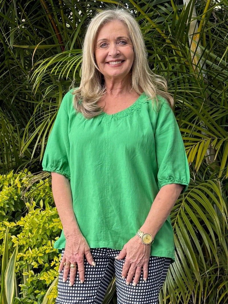 GORDON SMITH_LINO V NECK TOP ELM _ LINO V NECK TOP ELM _ Ebony Boutique NZ