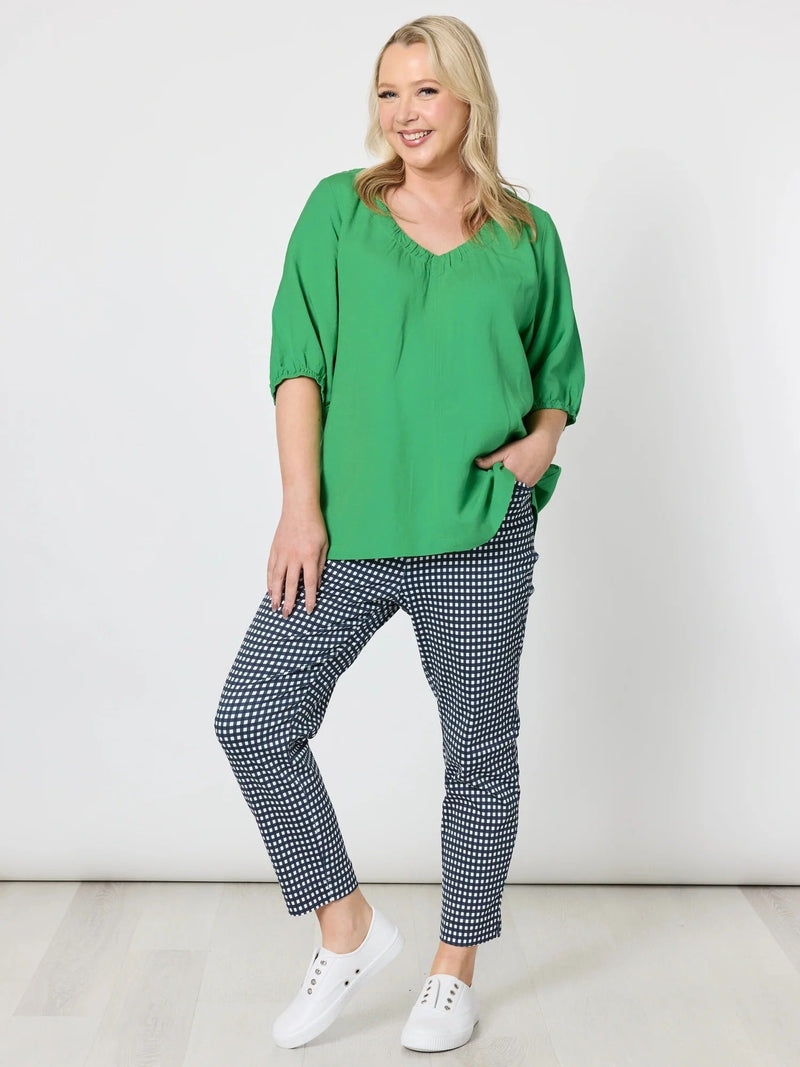 GORDON SMITH_LINO V NECK TOP ELM _ LINO V NECK TOP ELM _ Ebony Boutique NZ