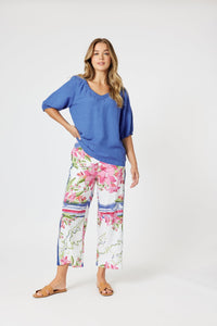 GORDON SMITH_LINO V NECK TOP SARDINIA BLUE _ LINO V NECK TOP SARDINIA BLUE _ Ebony Boutique NZ