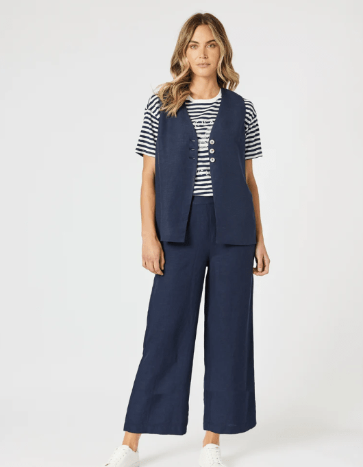 GORDON SMITH_LINO WIDE LEG PANT NAVY _ LINO WIDE LEG PANT NAVY _ Ebony Boutique NZ