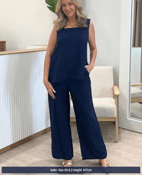 GORDON SMITH_LINO WIDE LEG PANT NAVY _ LINO WIDE LEG PANT NAVY _ Ebony Boutique NZ