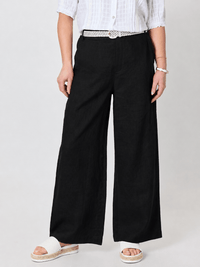 LUELLA WIDE LEG LINEN PANT - BLACK_by_GORDON SMITH_women's_in_New Zealand_ FEATURED / FRONT _
