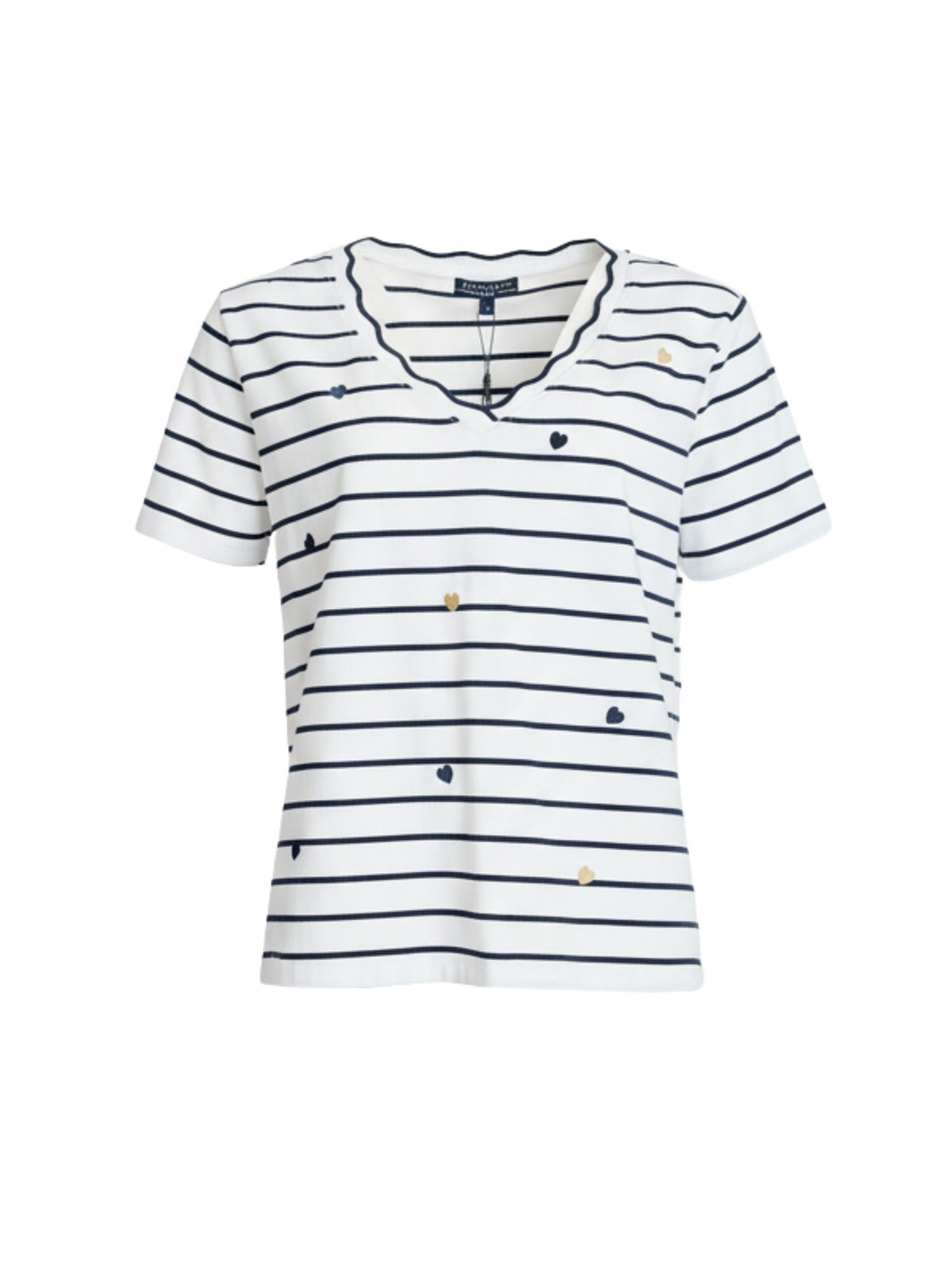 MARINA EMBROIDERED STRIPE PRINT TEE - NAVY/WHITE_by_GORDON SMITH_women's_in_New Zealand_ Marina Embroidered Stripe Print Tee - Navy/White _