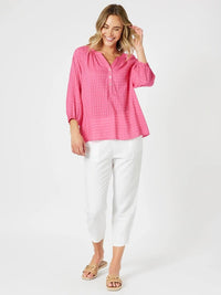 GORDON SMITH_MYKONOS CHECK SHIRT PEONY _ MYKONOS CHECK SHIRT PEONY _ Ebony Boutique NZ