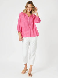 GORDON SMITH_MYKONOS CHECK SHIRT PEONY _ MYKONOS CHECK SHIRT PEONY _ Ebony Boutique NZ