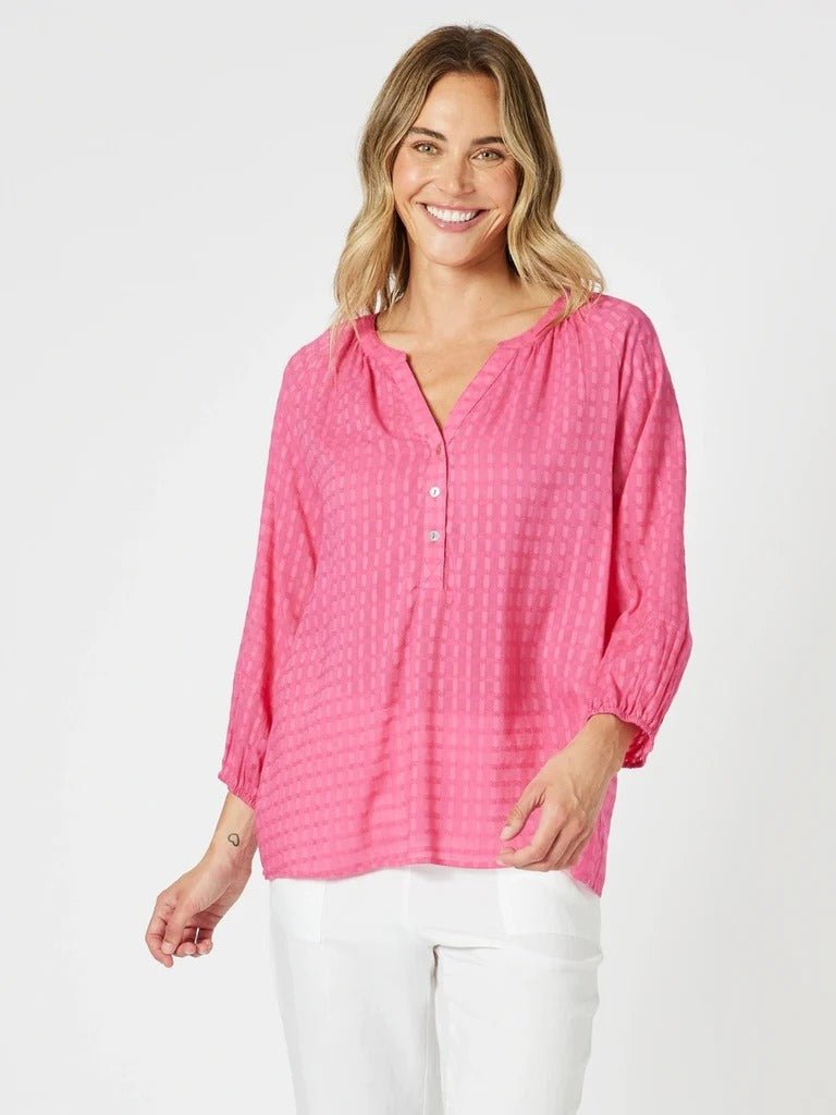 GORDON SMITH_MYKONOS CHECK SHIRT PEONY _ MYKONOS CHECK SHIRT PEONY _ Ebony Boutique NZ