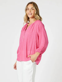 GORDON SMITH_MYKONOS CHECK SHIRT PEONY _ MYKONOS CHECK SHIRT PEONY _ Ebony Boutique NZ