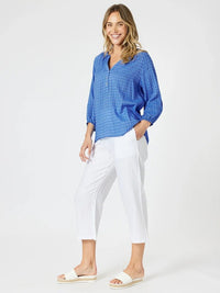 GORDON SMITH_MYKONOS CHECK SHIRT SARDINIA BLUE _ MYKONOS CHECK SHIRT SARDINIA BLUE _ Ebony Boutique NZ