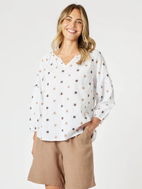 GORDON SMITH_RATTAN EMBROIDERED TOP _ RATTAN EMBROIDERED TOP _ Ebony Boutique NZ