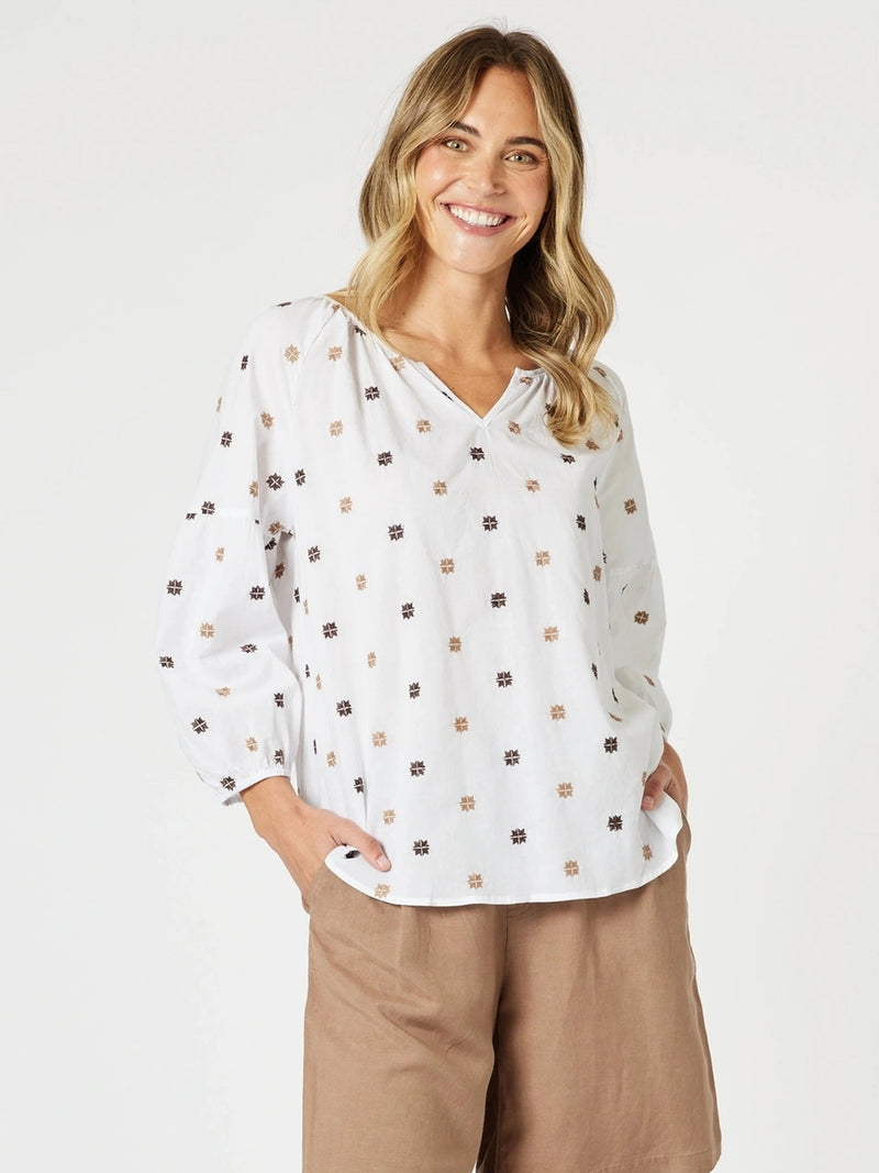 GORDON SMITH_RATTAN EMBROIDERED TOP _ RATTAN EMBROIDERED TOP _ Ebony Boutique NZ