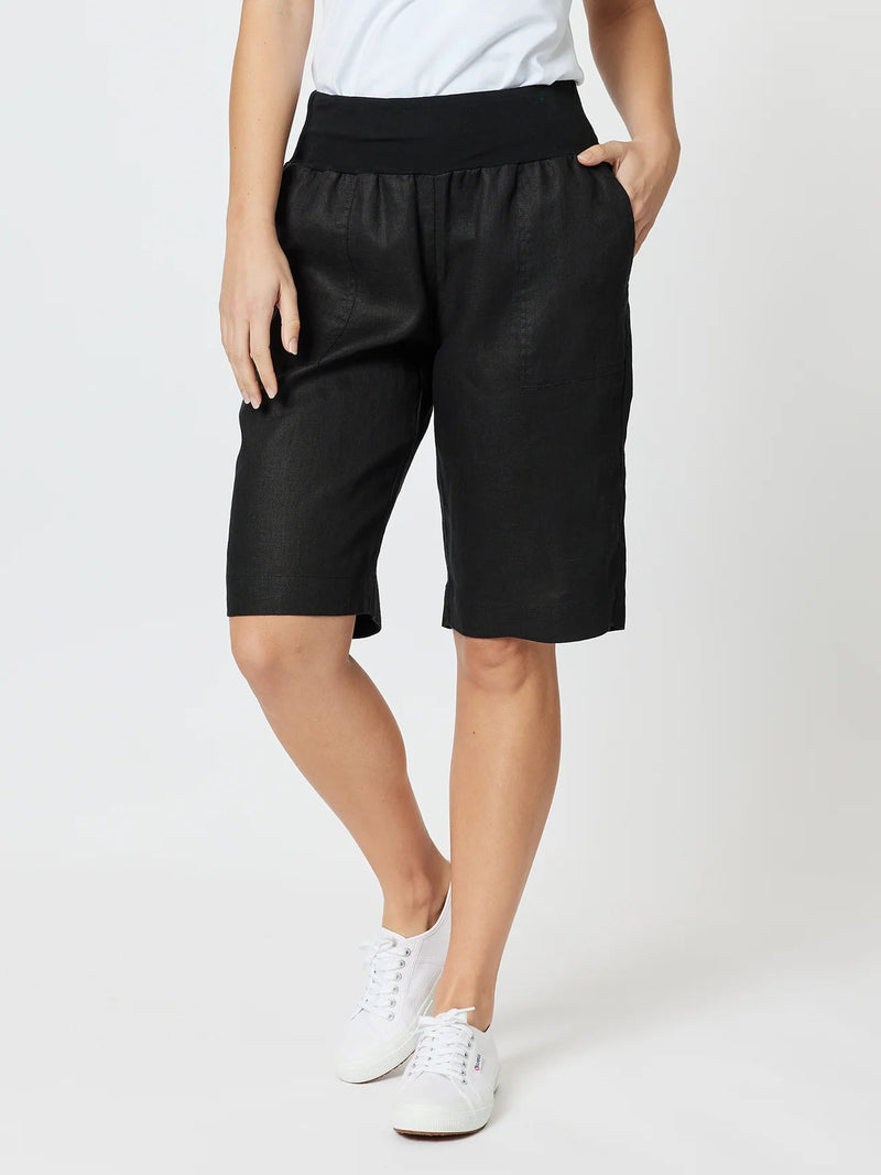 GORDON SMITH_RIBBED WAIST LINEN SHORT _ RIBBED WAIST LINEN SHORT _ Ebony Boutique NZ