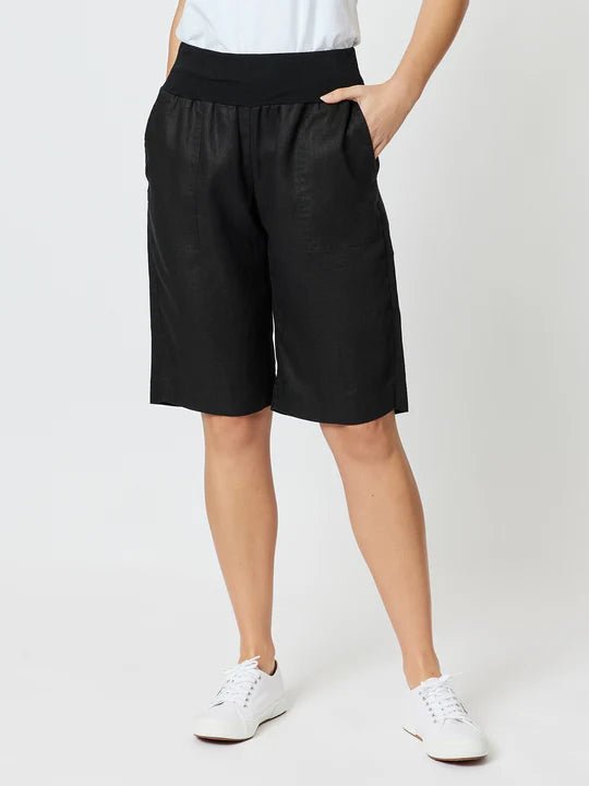 GORDON SMITH_RIBBED WAIST LINEN SHORT _ RIBBED WAIST LINEN SHORT _ Ebony Boutique NZ