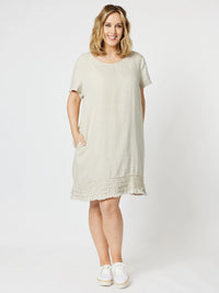 GORDON SMITH_RUFFLE HEM LINEN DRESS _ RUFFLE HEM LINEN DRESS _ Ebony Boutique NZ