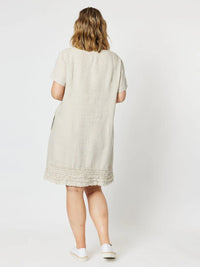 GORDON SMITH_RUFFLE HEM LINEN DRESS _ RUFFLE HEM LINEN DRESS _ Ebony Boutique NZ