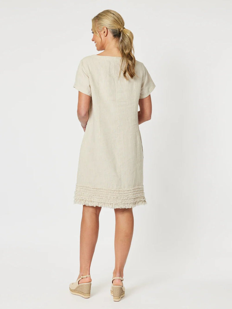 GORDON SMITH_RUFFLE HEM LINEN DRESS _ RUFFLE HEM LINEN DRESS _ Ebony Boutique NZ