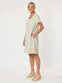 GORDON SMITH_RUFFLE HEM LINEN DRESS _ RUFFLE HEM LINEN DRESS _ Ebony Boutique NZ