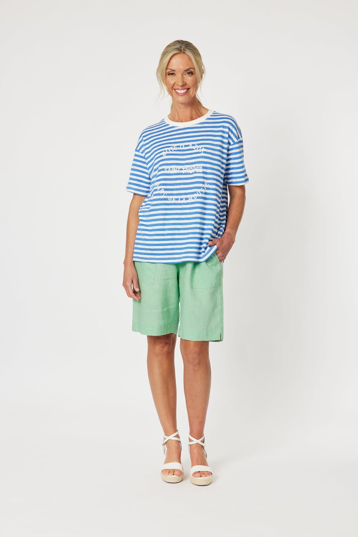 GORDON SMITH_SAINT TROPEZ STRIPE TEE _ SAINT TROPEZ STRIPE TEE _ Ebony Boutique NZ