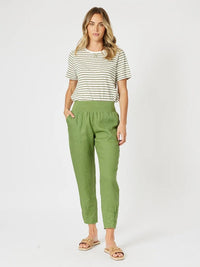 GORDON SMITH_SARAH LINEN PANT BASIL _ SARAH LINEN PANT BASIL _ Ebony Boutique NZ