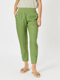 GORDON SMITH_SARAH LINEN PANT BASIL _ SARAH LINEN PANT BASIL _ Ebony Boutique NZ