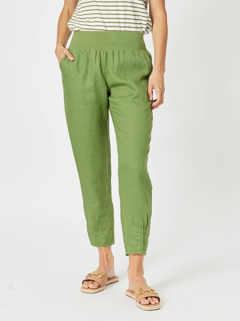 GORDON SMITH_SARAH LINEN PANT BASIL _ SARAH LINEN PANT BASIL _ Ebony Boutique NZ