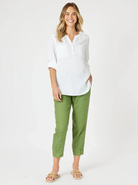 GORDON SMITH_SARAH LINEN PANT BASIL _ SARAH LINEN PANT BASIL _ Ebony Boutique NZ