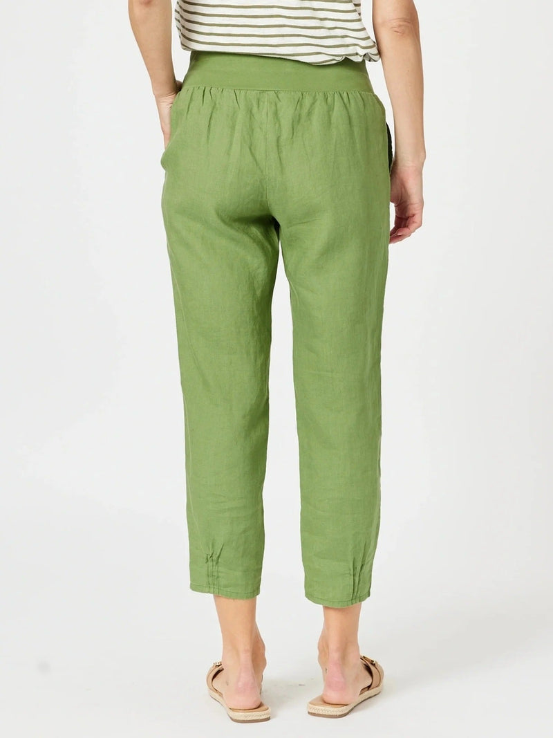 GORDON SMITH_SARAH LINEN PANT BASIL _ SARAH LINEN PANT BASIL _ Ebony Boutique NZ
