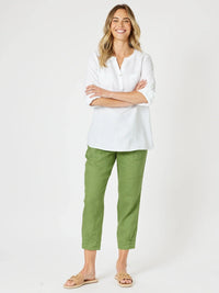 GORDON SMITH_SARAH LINEN PANT BASIL _ SARAH LINEN PANT BASIL _ Ebony Boutique NZ