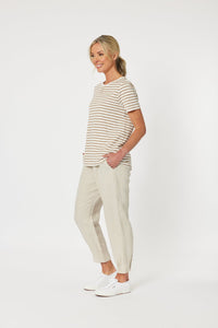 GORDON SMITH_SARAH LINEN PANT JERSEY WAIST NATURAL _ SARAH LINEN PANT JERSEY WAIST NATURAL _ Ebony Boutique NZ