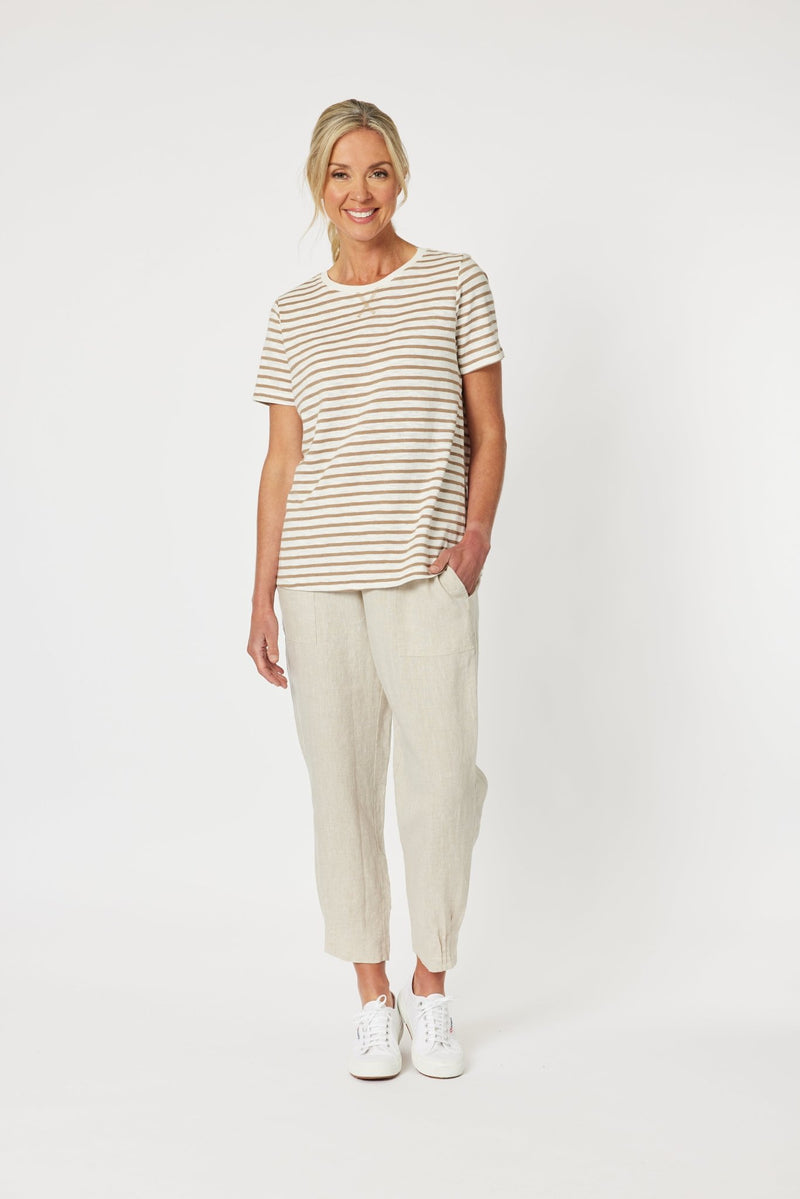 GORDON SMITH_SARAH LINEN PANT JERSEY WAIST NATURAL _ SARAH LINEN PANT JERSEY WAIST NATURAL _ Ebony Boutique NZ