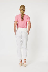 GORDON SMITH_SARAH LINEN PANT JERSEY WAIST WHITE _ SARAH LINEN PANT JERSEY WAIST WHITE _ Ebony Boutique NZ