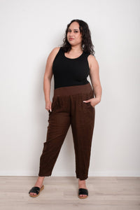 GORDON SMITH_SARAH RIB WAIST LINEN PANT _ SARAH RIB WAIST LINEN PANT _ Ebony Boutique NZ