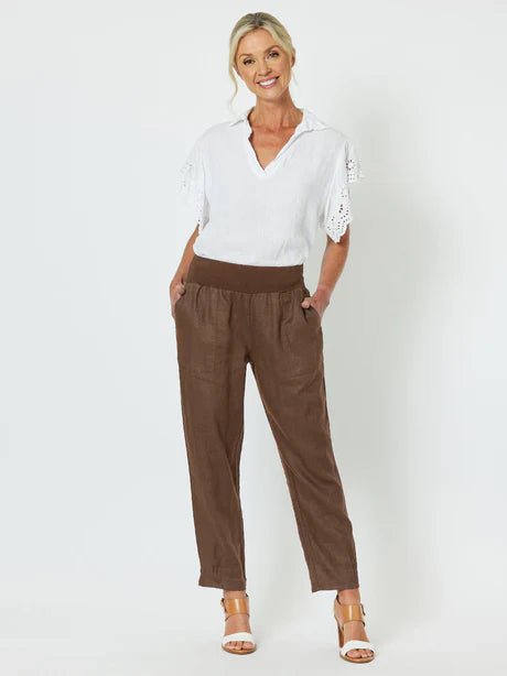 GORDON SMITH_SARAH RIB WASIT LINEN PANT _ SARAH RIB WASIT LINEN PANT _ Ebony Boutique NZ