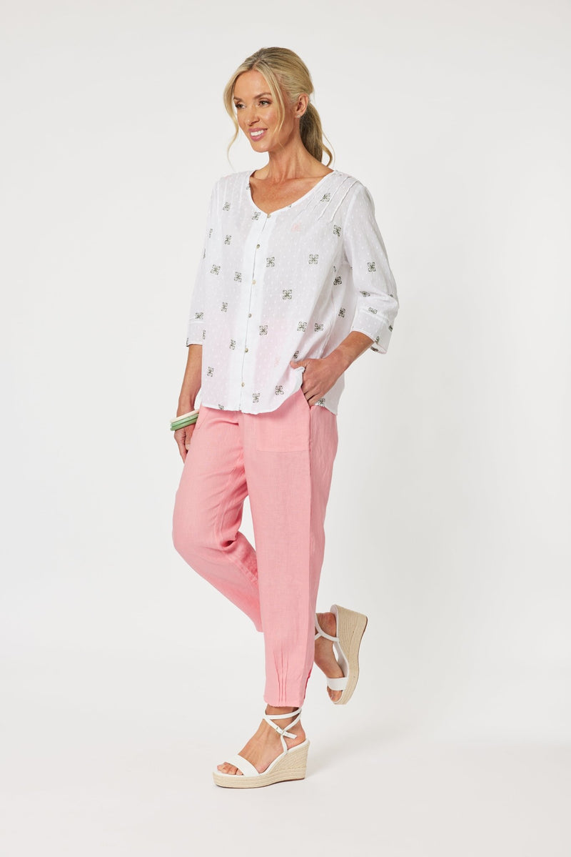 GORDON SMITH_SARAH RIB WASIT LINEN PANT _ SARAH RIB WASIT LINEN PANT _ Ebony Boutique NZ