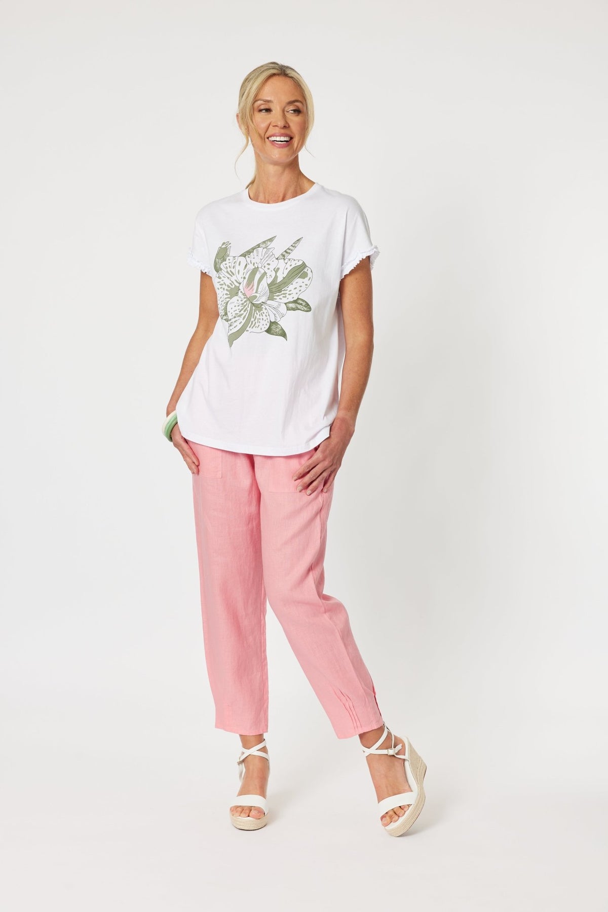 GORDON SMITH_SARAH RIB WASIT LINEN PANT _ SARAH RIB WASIT LINEN PANT _ Ebony Boutique NZ