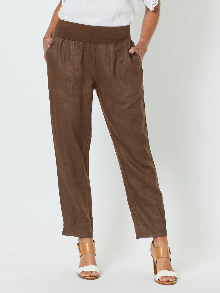 GORDON SMITH_SARAH RIB WASIT LINEN PANT _ SARAH RIB WASIT LINEN PANT _ Ebony Boutique NZ