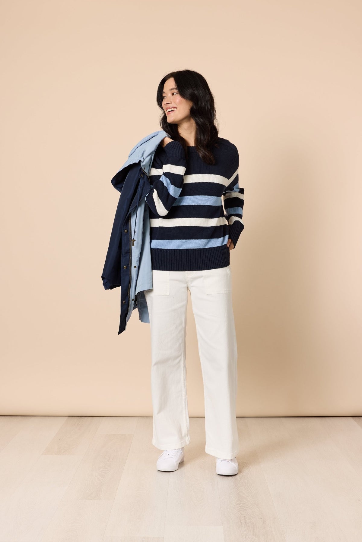 GORDON SMITH_THE PIER STRIPE KNIT NAVY MULTI _ THE PIER STRIPE KNIT NAVY MULTI _ Ebony Boutique NZ