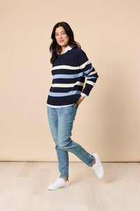 GORDON SMITH_THE PIER STRIPE KNIT NAVY MULTI _ THE PIER STRIPE KNIT NAVY MULTI _ Ebony Boutique NZ