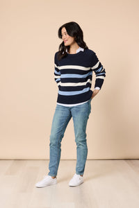 GORDON SMITH_THE PIER STRIPE KNIT NAVY MULTI _ THE PIER STRIPE KNIT NAVY MULTI _ Ebony Boutique NZ