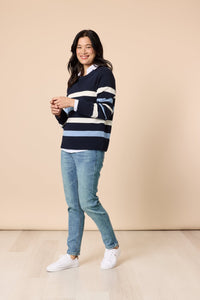 GORDON SMITH_THE PIER STRIPE KNIT NAVY MULTI _ THE PIER STRIPE KNIT NAVY MULTI _ Ebony Boutique NZ