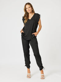 HAMMOCK AND VINE_TRAVELLER LUXE SIDE TIE PANT BLACK _ TRAVELLER LUXE SIDE TIE PANT BLACK _ Ebony Boutique NZ