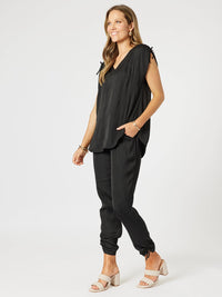 HAMMOCK AND VINE_TRAVELLER LUXE SIDE TIE PANT BLACK _ TRAVELLER LUXE SIDE TIE PANT BLACK _ Ebony Boutique NZ