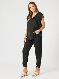 HAMMOCK AND VINE_TRAVELLER LUXE SIDE TIE PANT BLACK _ TRAVELLER LUXE SIDE TIE PANT BLACK _ Ebony Boutique NZ