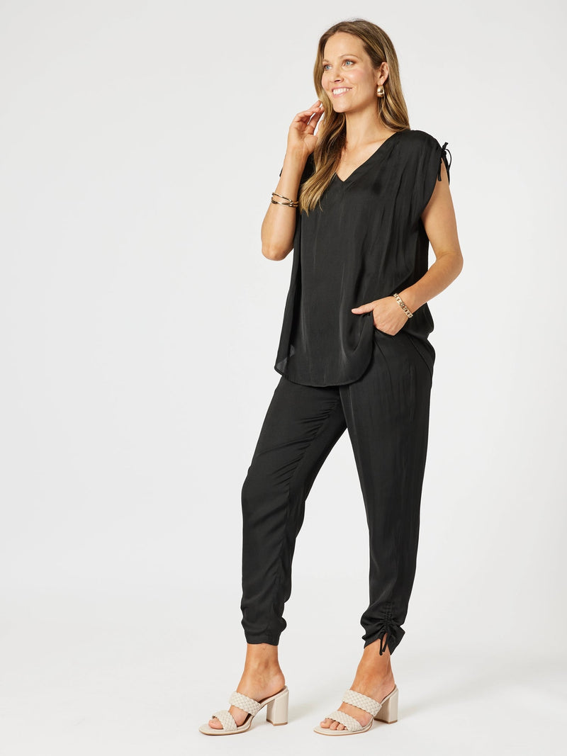 HAMMOCK AND VINE_TRAVELLER LUXE SIDE TIE PANT BLACK _ TRAVELLER LUXE SIDE TIE PANT BLACK _ Ebony Boutique NZ