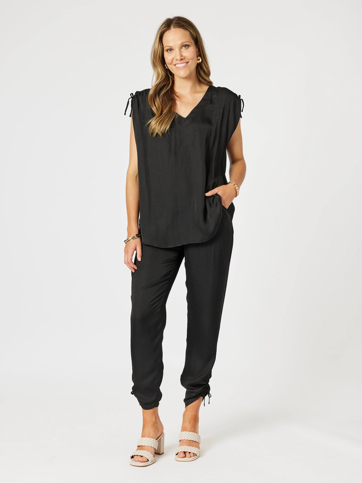 HAMMOCK AND VINE_TRAVELLER LUXE SIDE TIE PANT BLACK _ TRAVELLER LUXE SIDE TIE PANT BLACK _ Ebony Boutique NZ