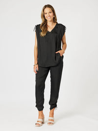 HAMMOCK AND VINE_TRAVELLER LUXE SIDE TIE PANT BLACK _ TRAVELLER LUXE SIDE TIE PANT BLACK _ Ebony Boutique NZ