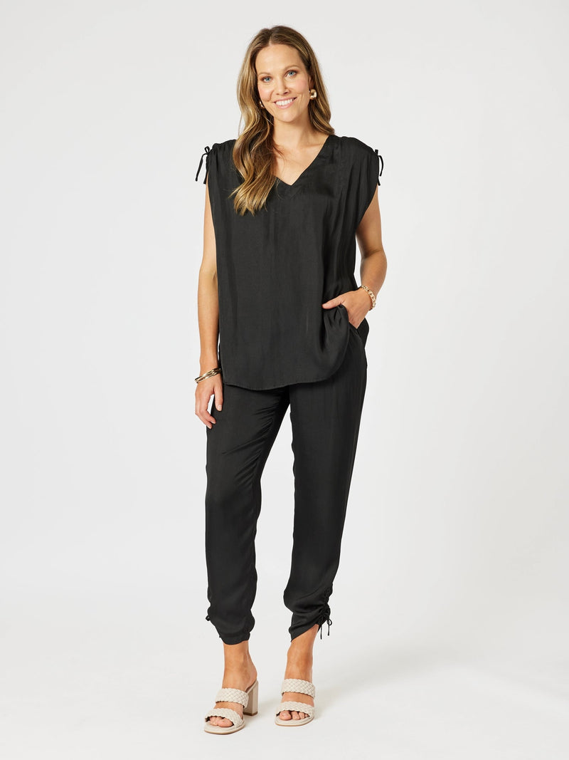 HAMMOCK AND VINE_TRAVELLER LUXE SIDE TIE PANT BLACK _ TRAVELLER LUXE SIDE TIE PANT BLACK _ Ebony Boutique NZ