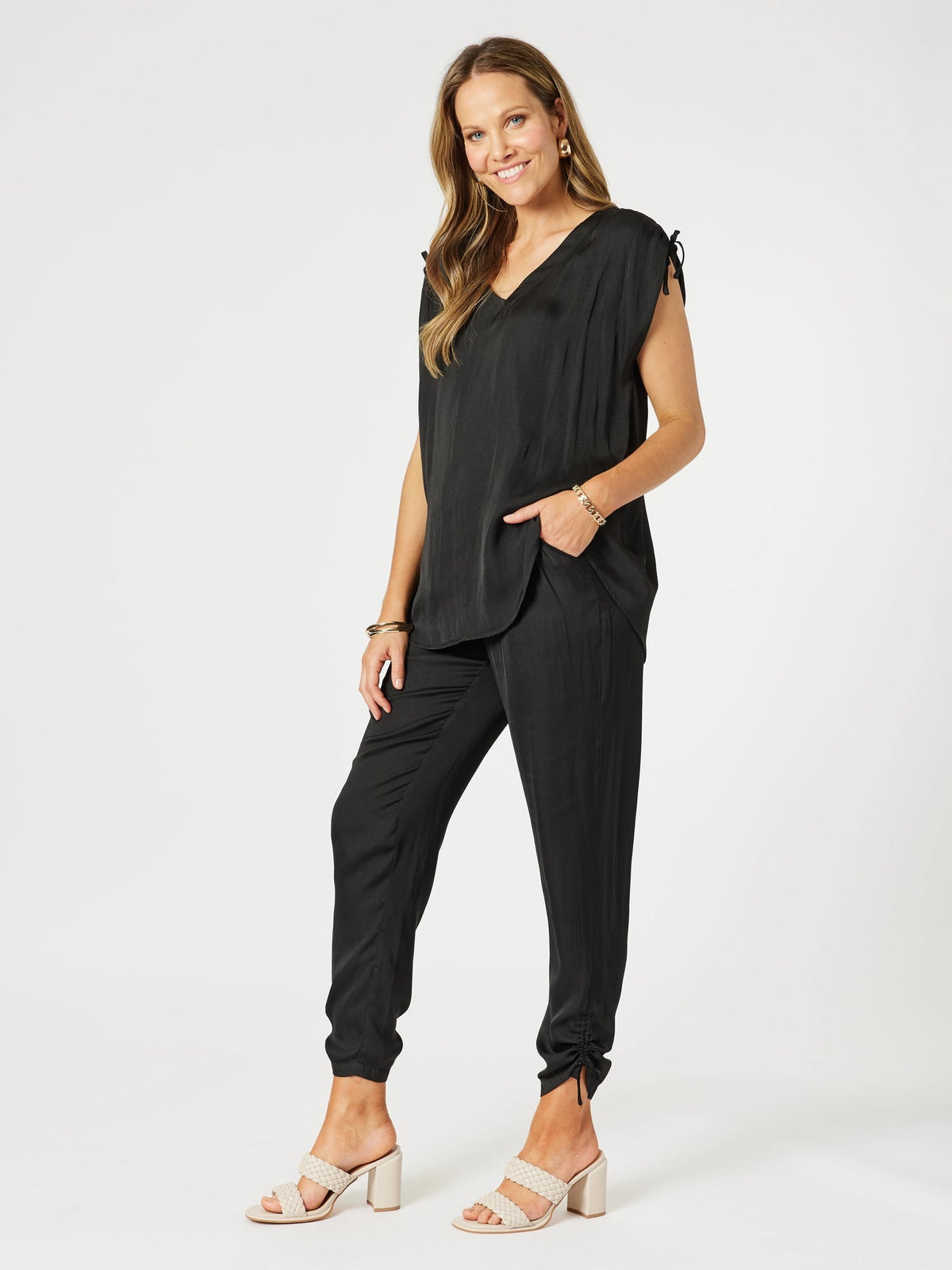 HAMMOCK AND VINE_TRAVELLER LUXE SIDE TIE PANT BLACK _ TRAVELLER LUXE SIDE TIE PANT BLACK _ Ebony Boutique NZ