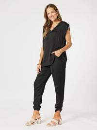 HAMMOCK AND VINE_TRAVELLER LUXE SIDE TIE PANT BLACK _ TRAVELLER LUXE SIDE TIE PANT BLACK _ Ebony Boutique NZ
