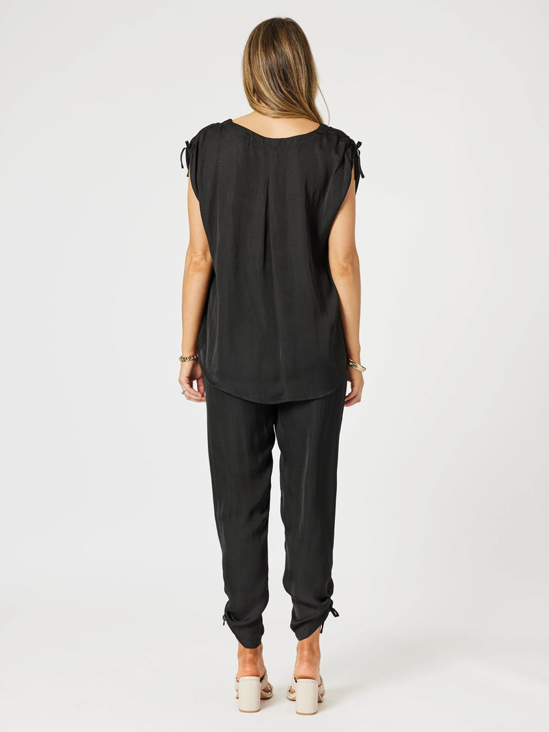 HAMMOCK AND VINE_TRAVELLER LUXE SIDE TIE PANT BLACK _ TRAVELLER LUXE SIDE TIE PANT BLACK _ Ebony Boutique NZ
