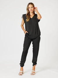 HAMMOCK AND VINE_TRAVELLER LUXE SIDE TIE PANT BLACK _ TRAVELLER LUXE SIDE TIE PANT BLACK _ Ebony Boutique NZ